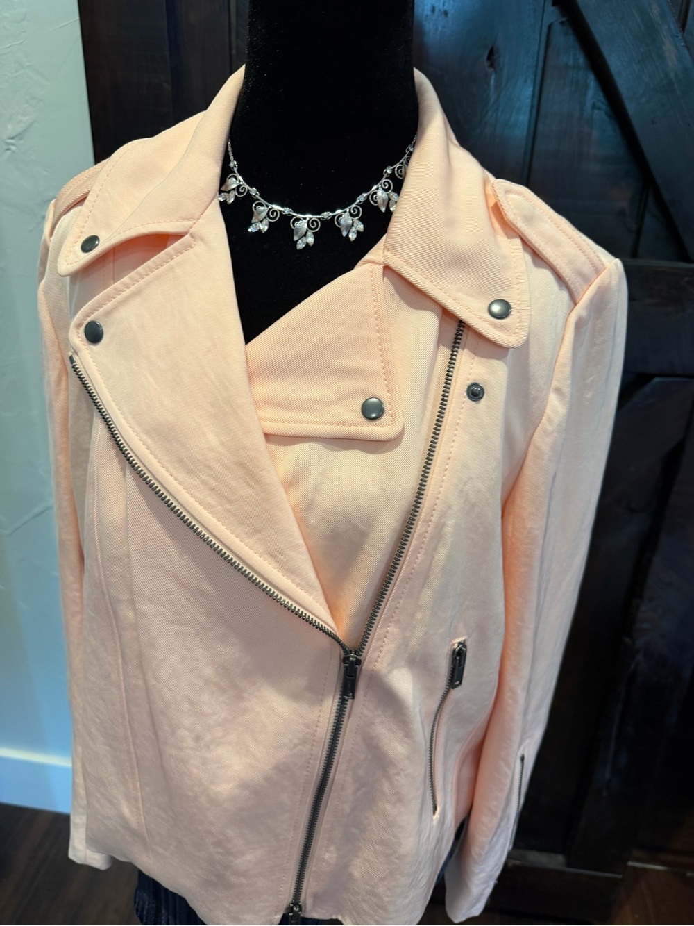 Club Monaco Peach Asymmetrical Moto Jacket